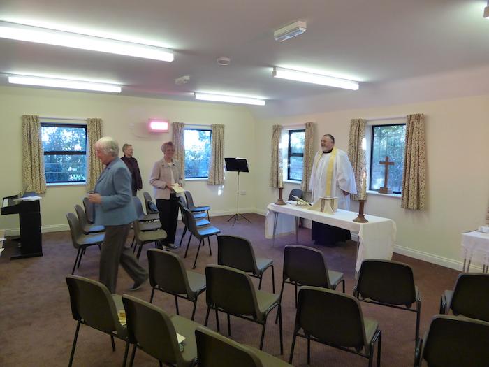 Meanwhile... In the Village Hall - The Rev. Christopher Wood ready to take the service, 3rd November, 2013