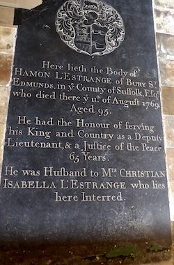 Memorial stone for Hamon L'Strange