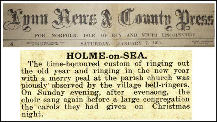 Newspaper cutting from the Lynn News dated January 7th, 1911