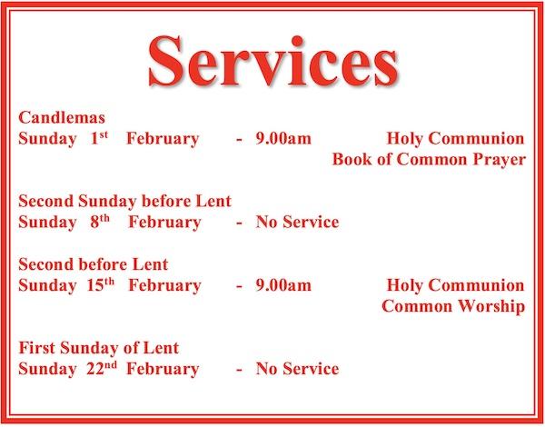 St. Mary's Church Services February schedule